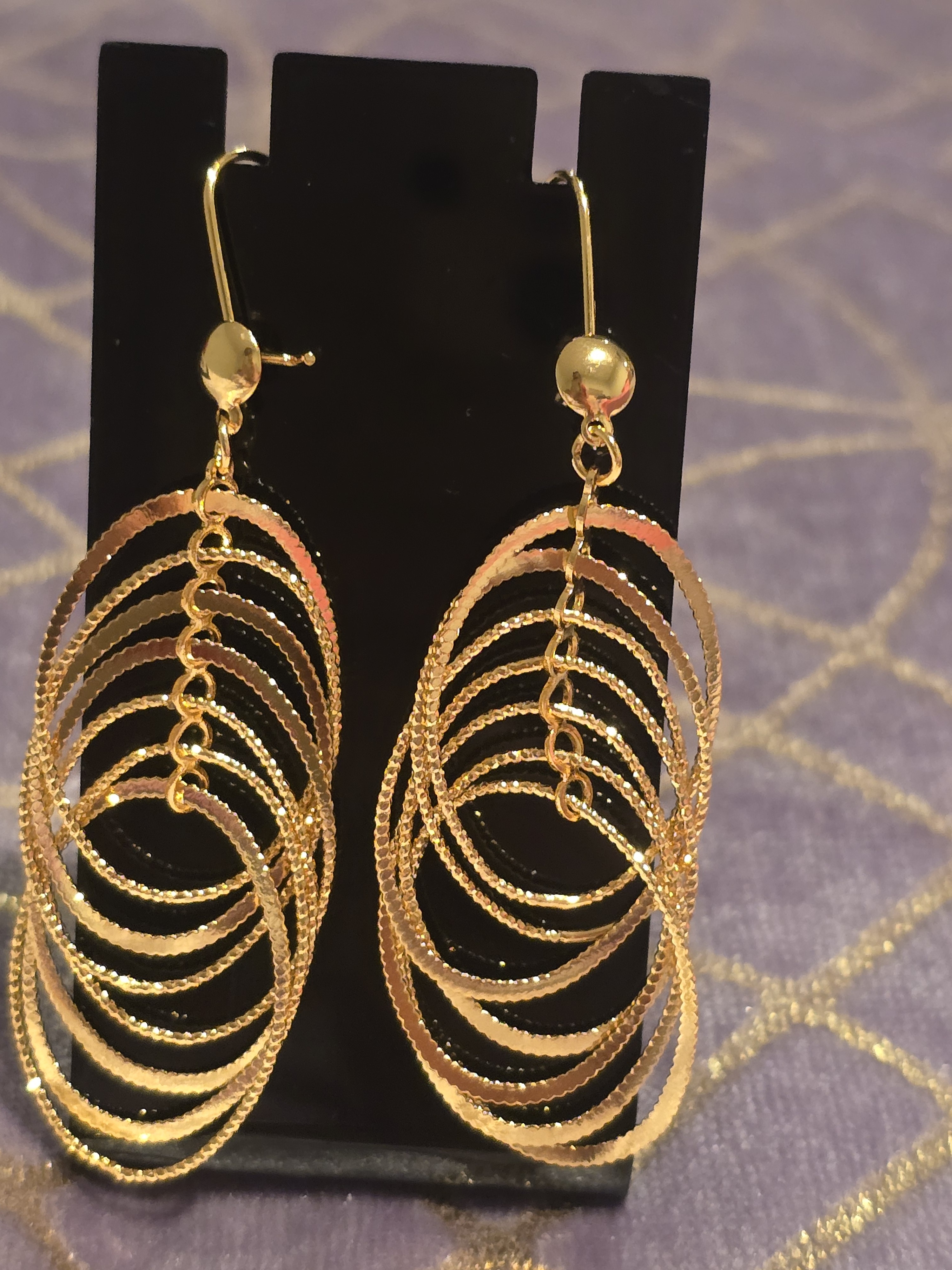 22kgp Dubai Jewelry Gold Multi-Hoop Drop Earrings - Elegant Women Jewelry